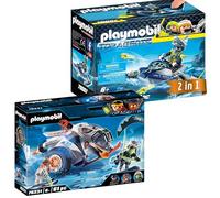PLAYMOBIL Top Agents Bundle - Paranieve con luz y sonido + Rocket Rafter flotante con cohetes - Kit de agente 2 en 1 a partir de 6 años
