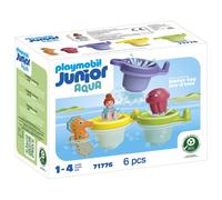 PLAYMOBIL Vasos Flotantes 71776 Aqua Playmobil Junior, Set Baño con Ducha Setas, Lluvia y Lateral, incluye Caballito de Mar y Medusa Bebé, Apilables, +12 Meses