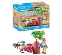 PLAYMOBIL Wiltopia 71627 Rocas con araña, Incluye una tarántula y Dos arañas pequeñas, Fabricado con más del 80% de Materiales reciclados y de Origen biológico, Juguetes para niños a Partir de 4 años