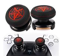 Playrealm FPS Thumbstick Grip Agarres para el Pulgar Extensor Y Impresión Caucho Silicona Apretón Cubrir 2 juegos para Controlador PS5 Dualsenese y PS4 (Círculo De Demonios)