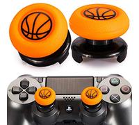 Playrealm FPS Thumbstick Grip Agarres para el Pulgar Extensor Y Impresión Caucho Silicona Apretón Cubrir 2 juegos para Controlador PS5 Dualsenese y PS4(Baloncesto)