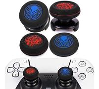 Playrealm FPS Thumbstick Grip Agarres para el Pulgar Extensor Y Impresión Caucho Silicona Apretón Cubrir 4 para Controlador PS5 Dualsenese y PS4 (Azul de Cthulhu Tentáculo Demoníaco Rojo)