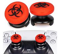 Playrealm FPS Thumbstick Grip Agarres para el Pulgar Extensor Y Textura 3D Caucho Silicona Apretón Cubrir 2 juegos para PS5 Dualsenese y PS4 Mando (Bioh Rojo)
