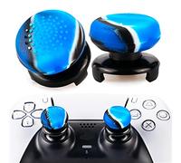 Playrealm FPS Thumbstick Grip Agarres para el Pulgar Extensor Y Textura 3D Caucho Silicona Apretón Cubrir 2 juegos para PS5 Dualsenese y PS4 Mando (Azul Camuflaje)