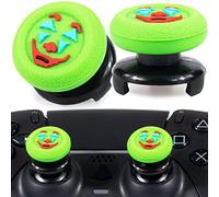 Playrealm FPS Thumbstick Grip Agarres Pulgar Extensor Y Silicona Apretón Cubrir Grip 2 Sets para PS5 & PS4 Mando (Joker Verde)