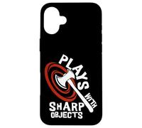 Plays with Sharp Objects Funny Axe Throwing Lover Carcasa para iPhone 16 Plus