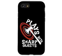 Plays with Sharp Objects Funny Axe Throwing Lover Carcasa para iPhone SE (2020) / 7/8