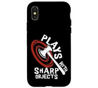 Plays with Sharp Objects Funny Axe Throwing Lover Carcasa para iPhone X/XS