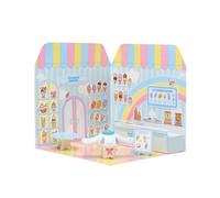 Playset Cinnamoroll Ice Cream Parlour 40+ Stickers and 6cm Figurine | 3D Casa Restaurante Pegatinas Reutilizables | Kawaii Foodcourt Sticker House | Comansi