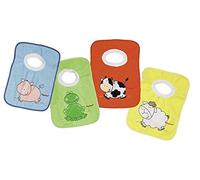 Playshoes 507142 - Pack de 4 baberos con imágenes divertidas de animales, 27 x 27 cm, multicolores
