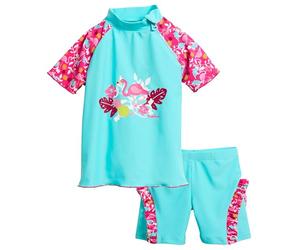 Playshoes Bebé-Niñas UV-Schutz Bade-Set Flamingo Conjunto de baño Not Applicable, Turquesa (Türkis 15), 86 (Talla del Fabricante: 86/92)