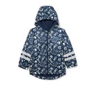 Playshoes Chaqueta impermeable unisex para niños, forro polar, azul marino, 80, Marine Allover, 80 cm