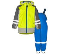 Playshoes Conjunto de lluvia de dos piezas 3 en 1 impermeable y pantalones de lluvia, 3 en 1 amarillo-azul, 104