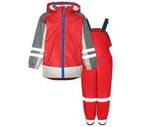 Playshoes Conjunto de lluvia de dos piezas 3 en 1 impermeable y pantalones de lluvia, 3 en 1 rojo rojo, 104