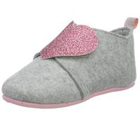 Playshoes Hausschuhe Herz, Pantuflas, Unisex niños, Gris/Rosa (Grey/Pink), 26 EU