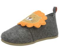 Playshoes Hausschuhe Löwe, Pantuflas, Unisex niños, Gris/Naranja (Grey/Orange), 20 EU