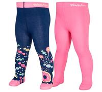 Playshoes Juego de 2 medias unisex para niños, color azul marino/rosa, normal