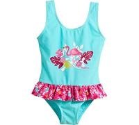 PLAYSHOES Traje de baño 'Flamingo' blanco / turquesa / rosa, Talla 74/80, 4208861