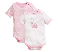 Playshoes Pack Múltiple de Body Para Bebé Bodis de Manga Corta Pack de 10, Unisex niños, Rosa manga 1/4 pack de 2 elefantes, 62-68