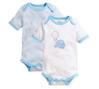 Schnizler Kurzarm, 2er Pack Elefant, Oeko-Tex Standard 100 Bodis de Manga Corta 14, Azul (Bleu 17), 62 (Talla del Fabricante: 62/68) Unisex niños
