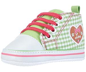 Playshoes Primeros Zapatos Patrón del corazón, Zapatillas Casual Unisex bebé, Verde (Green), 17 EU