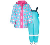Playshoes Regen-Set Regenlatzhose Traje de Lluvia, búho Turquesa, 140 (Pack de 2) Unisex niños