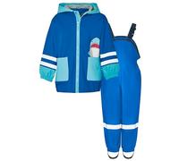Playshoes Regen-Set Regenlatzhose Traje de Lluvia, Tiburón Azul, 128 (Pack de 2) Unisex niños