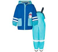 Playshoes Regen-Set Regenlatzhose Traje de Lluvia, Tiburón Turquesa, 98 (Pack de 2) Unisex niños