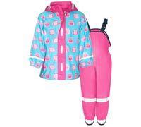 Playshoes Regen-Set Regenlatzhose - Traje de lluvia unisex para niños, color rosa búho, 92 (paquete de 2), Rosa búho, 92