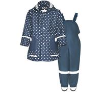 Playshoes Regen-Set Regenlatzhose - Traje de lluvia unisex para niños, lunares azules lisos, 116 (paquete de 2), Lunares azules lisos, 116