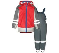 Playshoes Regenanzug Gefüttert Conjunto de Lluvia, Forro Polar 3 en 1 Rojo-Gris, 92 (Pack de 2) Unisex niños