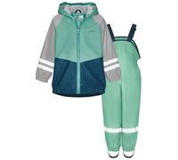 Playshoes Traje impermeable de dos piezas con forro polar, traje de barro forrado, Bloque de color verde, 128