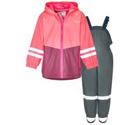 Playshoes Traje impermeable de dos piezas con forro polar, traje de barro forrado, Rosa-gris, 92
