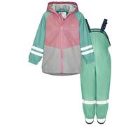 Playshoes Traje impermeable de dos piezas con forro polar, traje de barro forrado, Rosa-Verde, 104