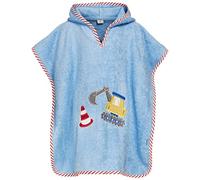 Playshoes Unisex Kinder Poncho, Bata de baño para Unisex niños, Azul (17 - Bleu Baustelle), L (desde 4 años)