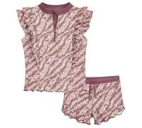 Playshoes Zweiteiler - Conjunto de Camiseta de natación para niña, diseño de Flores, Color Morado, 98-104 cm, Flor Morada, 98-104