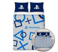 PLAYSTATION Cama Doble Juego Azul Logo Botones Jugador Dos Caras Funda Edredón