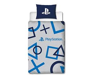 PlayStation - Funda de edredón para Cama Individual, Color Azul, con Licencia Oficial de Sony PlayStation, Reversible, diseño de Ropa de Cama con Funda de Almohada a Juego, polialgodón, Azul