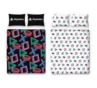 PlayStation Juego de Funda de edredón Doble Oficial Ropa de Cama Reversible de 2 Caras con diseño Abstracto Que Incluye Fundas de Almohada a Juego | Juego de Cama Doble Negro Gaming