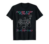 PlayStation Never Stop Playing Controller Kanji Video Game Camiseta