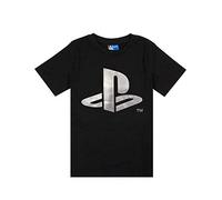 Playstation T-Shirt Boys Kids Foil Game Console Logo Black Top 7-8 años