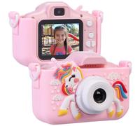 Playtastic cámara Infantil Selfie con Pantalla IPS de 2 Pulgadas, 1080p, USB-C, Funda Rosa de Unicornio