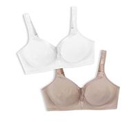 Playtex 18 Hour Silky Soft Smoothing Wireless Bra Us4803 Sujetador, Semitranslúcida, Blanco/Nude, 42C (Pack de 2) para Mujer