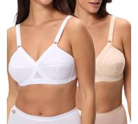 Playtex Lot de Soutiens-Gorge Cœur Croisé, Sujetador sin Aros, Mujer, Blanco/Beige, 110D