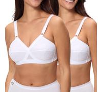 Playtex Lot de Soutiens-Gorge Cœur Croisé, Sujetador sin Aros, Mujer, Blanco/Blanco, 100C
