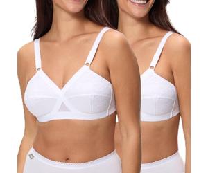 Playtex Lot de Soutiens-Gorge Cœur Croisé, Sujetador sin Aros, Mujer, Blanco/Blanco, 95B