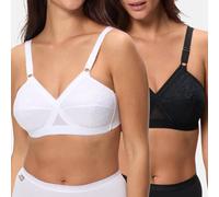 Playtex Lot de Soutiens-Gorge Cœur Croisé, Sujetador sin Aros, Mujer, Blanco/Negro, 110C