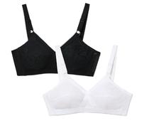 Playtex Lot de Soutiens-Gorge Cœur Croisé, Sujetador sin Aros, Mujer, Blanco/Negro, 115C