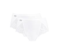 PLAYTEX Lote de 2 slips midi de algodón y encaje. Color Blanco