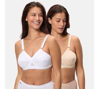 PLAYTEX Lote de 2 sujetadores sin aros de escote cruzado. Color beige/blanco